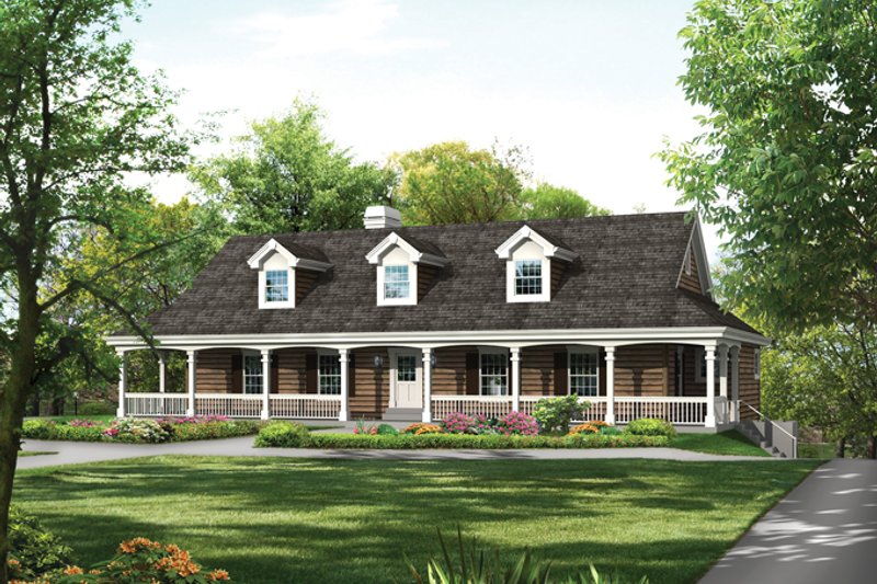 Dream House Plan - Exterior - Front Elevation 3 for Ranch House Plan #57-635 - 3 bed, 2 bath