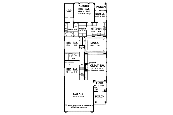 Floor Plan - Main Floor for Ranch House Plan #929-825 - 3 bed, 2 bath