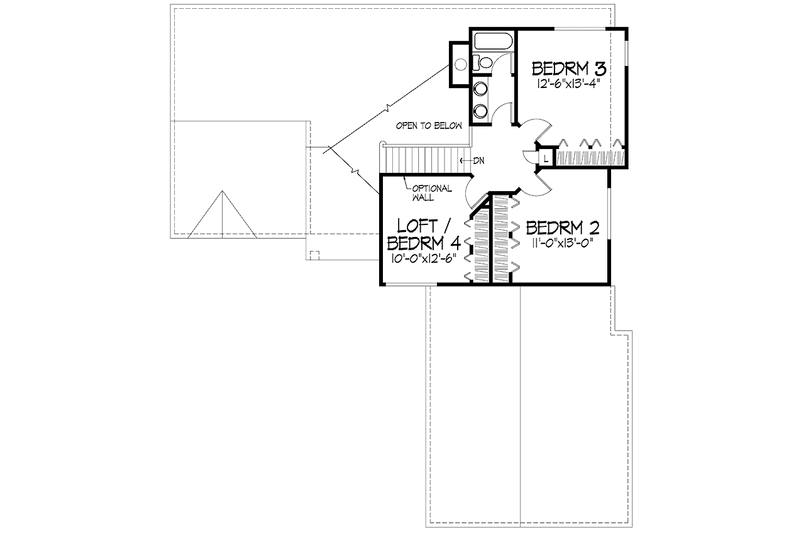 Architectural House Design - Floor Plan - Upper Floor for Prairie House Plan #320-1096 - 3 bed, 2.5 bath