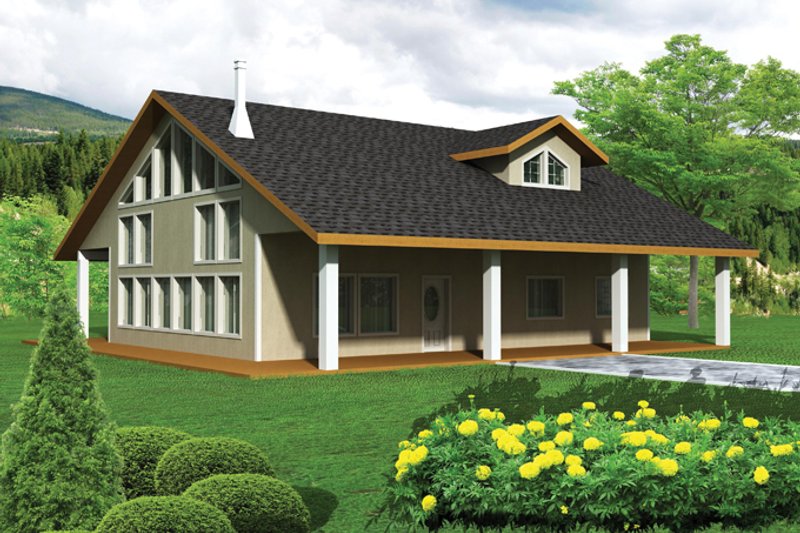Home Plan - Exterior - Front Elevation 3 for Contemporary House Plan #117-860 - 3 bed, 2 bath