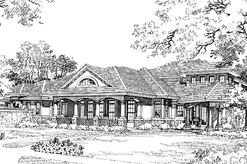 House Blueprint - Mediterranean Exterior - Front Elevation Plan #1007-10