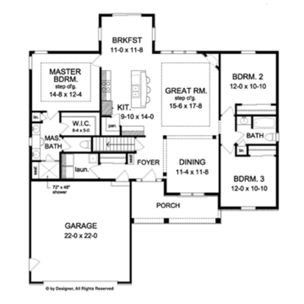 House Plan Design - Ranch Floor Plan - Main Floor Plan #1010-43