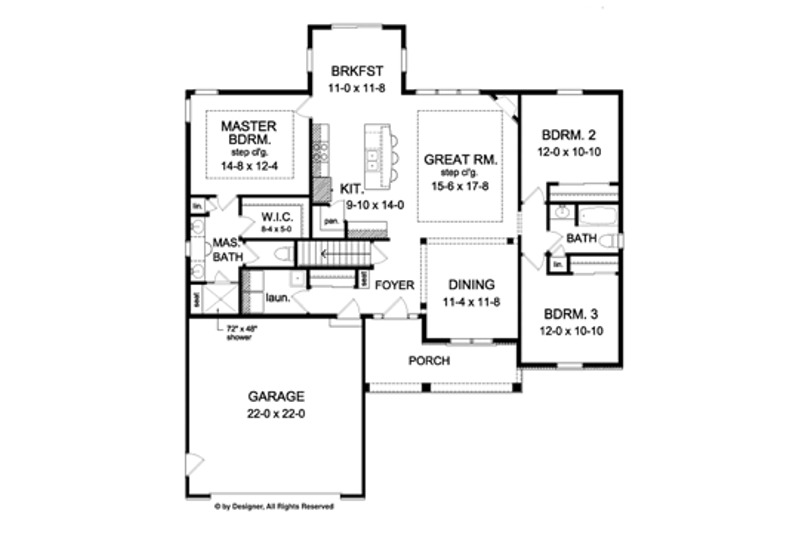 Home Plan - Floor Plan - Main Floor for Ranch House Plan #1010-43 - 3 bed, 2 bath