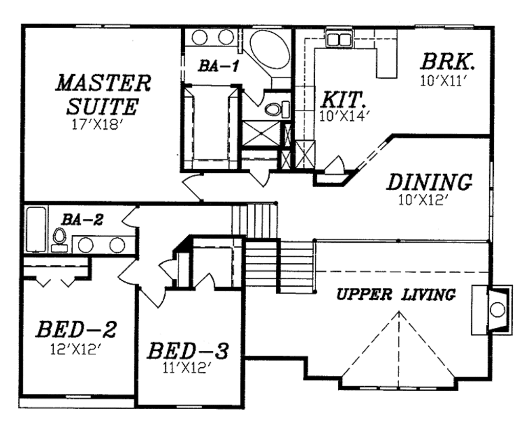 Traditional Style House Plan 3 Beds 2 Baths 1800 Sq/Ft