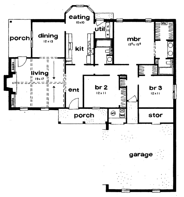 House Design - Ranch Floor Plan - Main Floor Plan #36-625