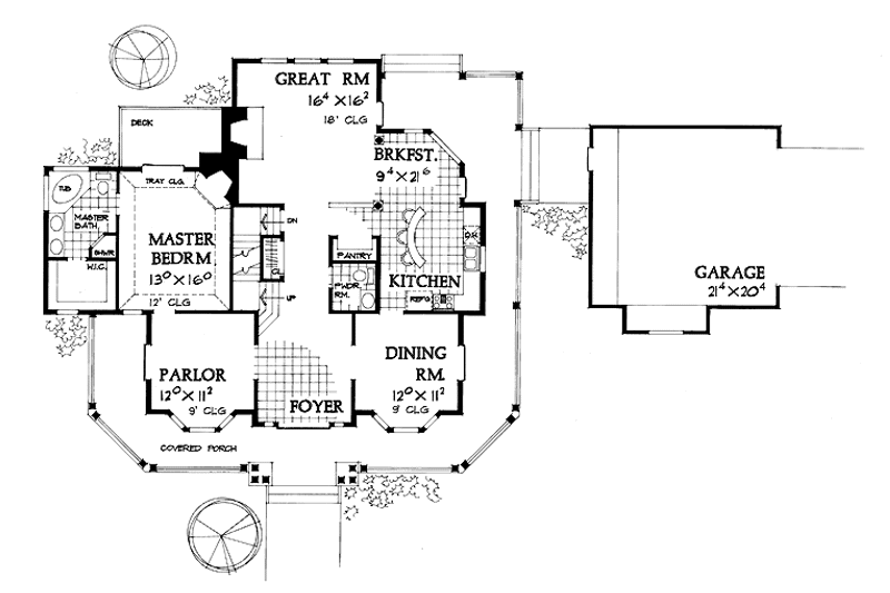 Architectural House Design - Floor Plan - Main Floor for Country House Plan #72-947 - 3 bed, 2.5 bath