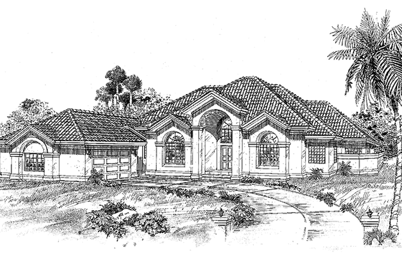 Architectural House Design - Mediterranean Exterior - Front Elevation Plan #47-860