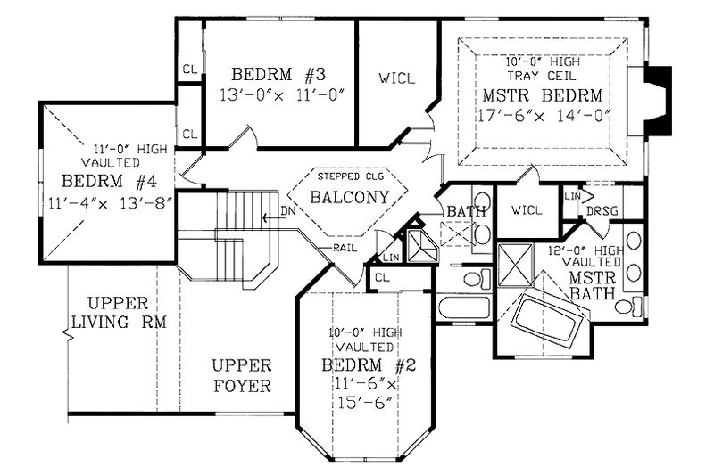 Dream House Plan - Floor Plan - Upper Floor for Traditional House Plan #314-191 - 4 bed, 2.5 bath