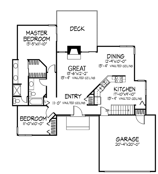 Architectural House Design - Ranch Floor Plan - Main Floor Plan #320-666