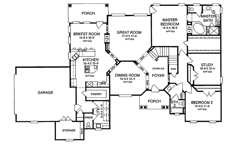 House Blueprint - Floor Plan - Main Floor for Country House Plan #952-127 - 4 bed, 3.5 bath