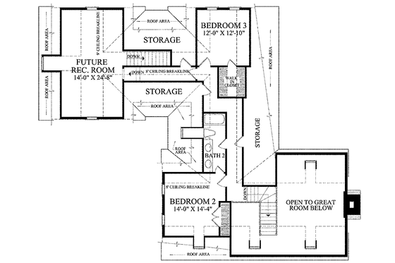 Floor Plan - Upper Floor for Colonial House Plan #137-343 - 3 bed, 2.5 bath