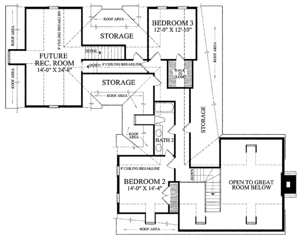 Colonial Floor Plan - Upper Floor Plan #137-343