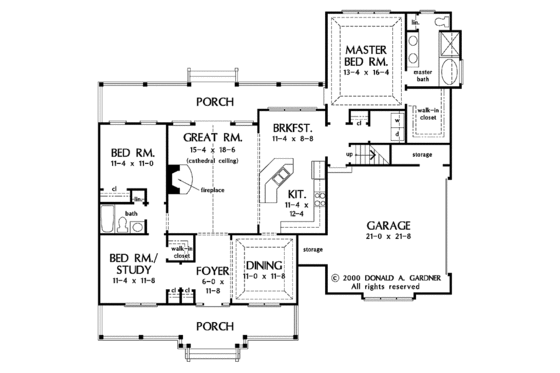 Floor Plan - Main Floor for Country House Plan #929-577 - 3 bed, 2 bath