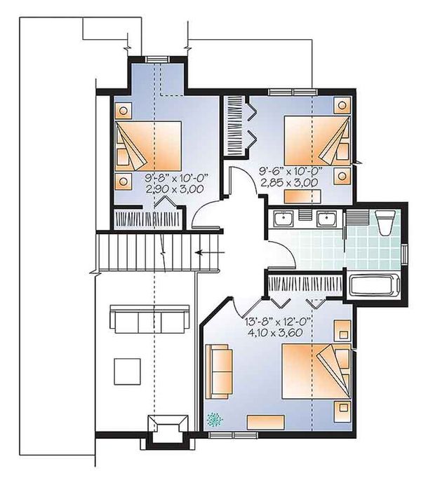 House Design - Traditional Floor Plan - Upper Floor Plan #23-2610