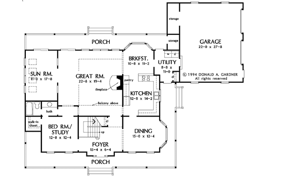 Floor Plan - Main Floor for Country House Plan #929-550 - 4 bed, 3 bath