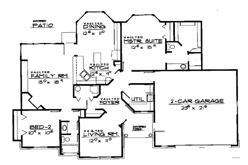Home Plan - Floor Plan - Main Floor for Country House Plan #308-260 - 2 bed, 2 bath