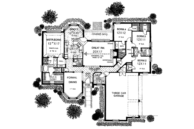 Home Plan - Floor Plan - Main Floor for Country House Plan #310-1163 - 4 bed, 3.5 bath