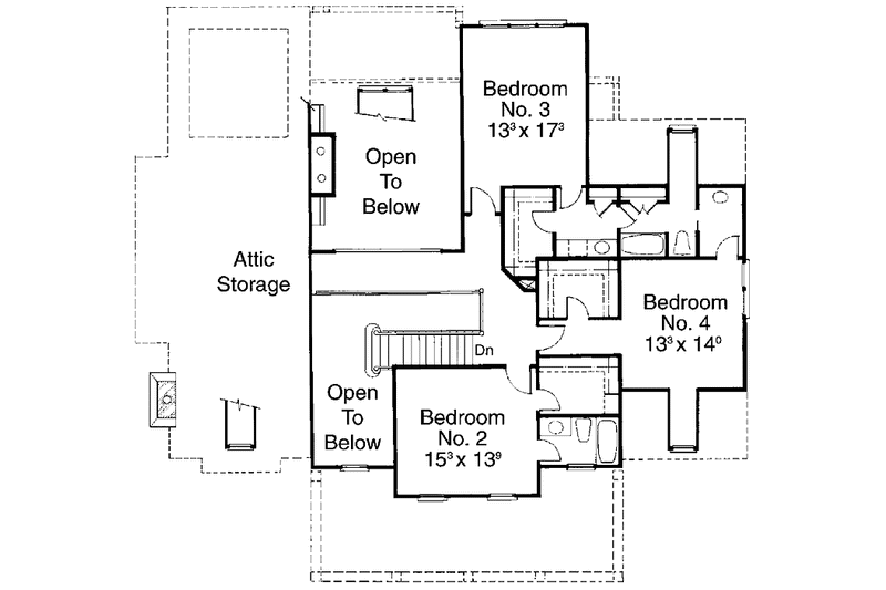 Home Plan - Floor Plan - Upper Floor for Classical House Plan #429-188 - 4 bed, 3.5 bath