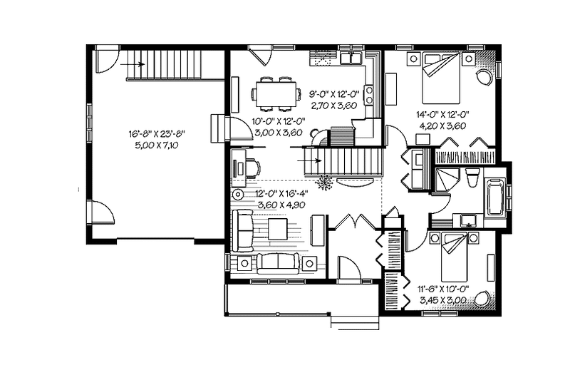 Dream House Plan - Floor Plan - Main Floor for Country House Plan #23-2433 - 2 bed, 1 bath