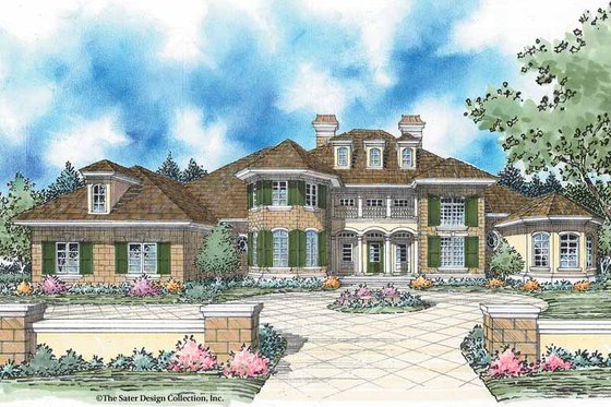 Exterior - Front Elevation 3 for European House Plan #930-348 - 4 bed, 3.5 bath