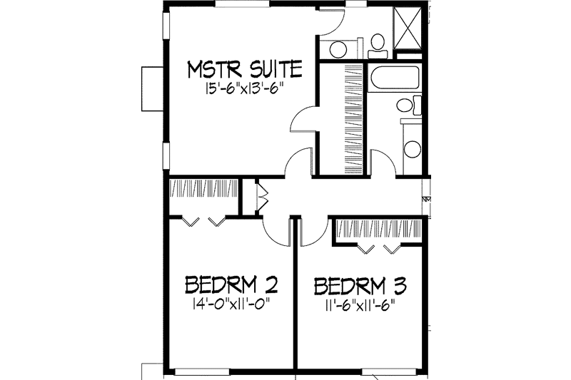 Home Plan - Floor Plan - Upper Floor for Contemporary House Plan #51-851 - 3 bed, 2.5 bath