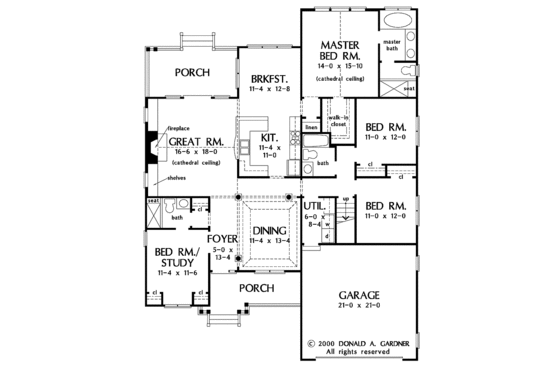 Floor Plan - Main Floor for Ranch House Plan #929-586 - 4 bed, 3 bath