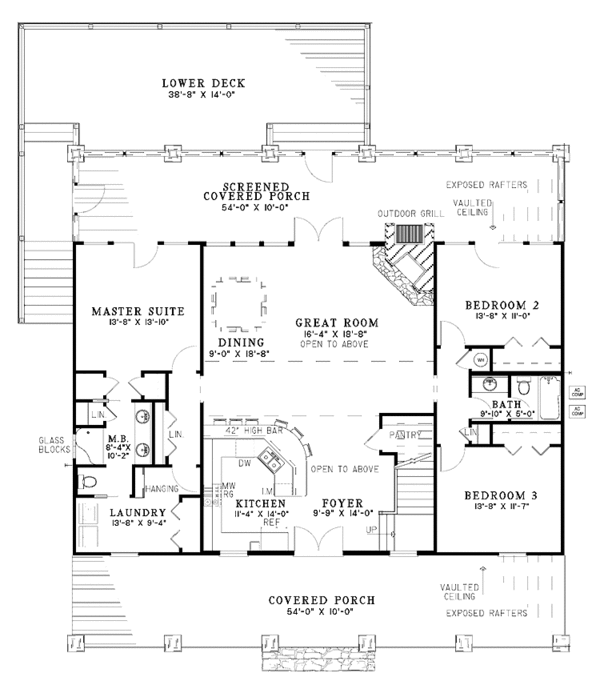 Architectural House Design - Country Floor Plan - Main Floor Plan #17-3266