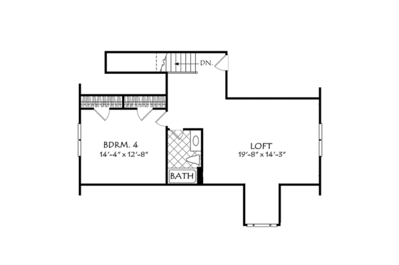 Floor Plan - Upper Floor for Colonial House Plan #927-970 - 3 bed, 2 bath