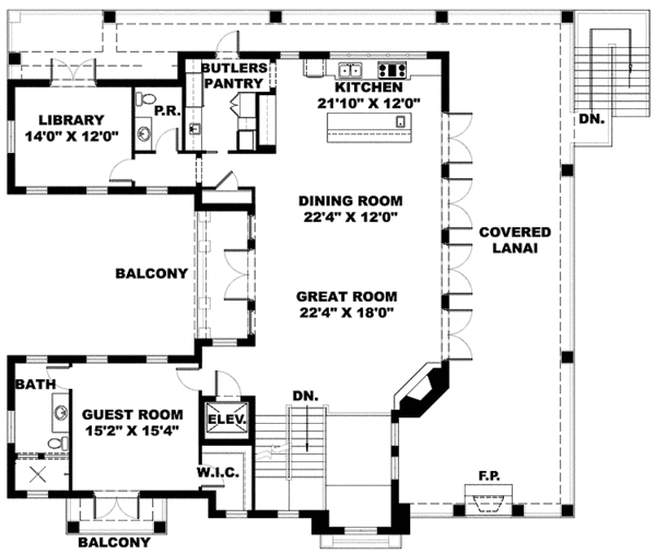 Architectural House Design - Mediterranean Floor Plan - Main Floor Plan #1017-135
