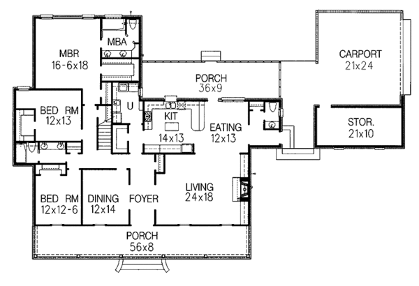 Architectural House Design - Country Floor Plan - Main Floor Plan #15-365