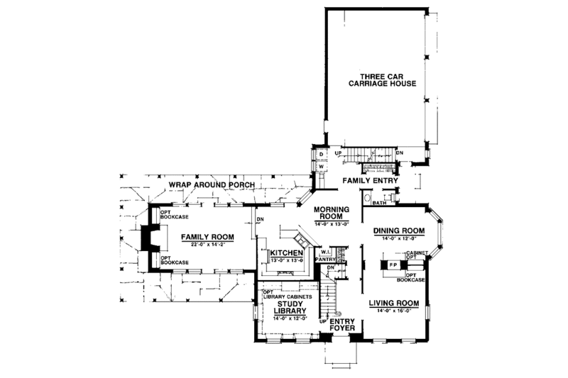 House Plan Design - Floor Plan - Main Floor for Classical House Plan #1016-7 - 4 bed, 2.5 bath