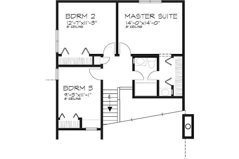 Home Plan - Floor Plan - Upper Floor for Contemporary House Plan #320-656 - 3 bed, 1.5 bath