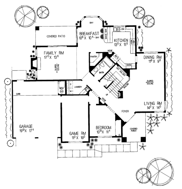 House Blueprint - Mediterranean Floor Plan - Main Floor Plan #72-931