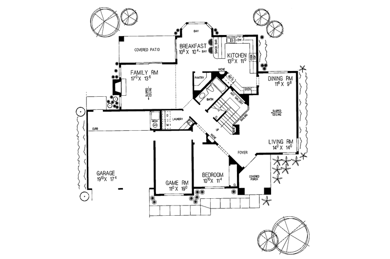 House Blueprint - Floor Plan - Main Floor for Mediterranean House Plan #72-931 - 4 bed, 3 bath