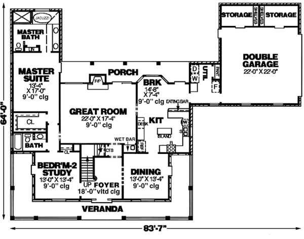 Home Plan - Country Floor Plan - Main Floor Plan #34-259