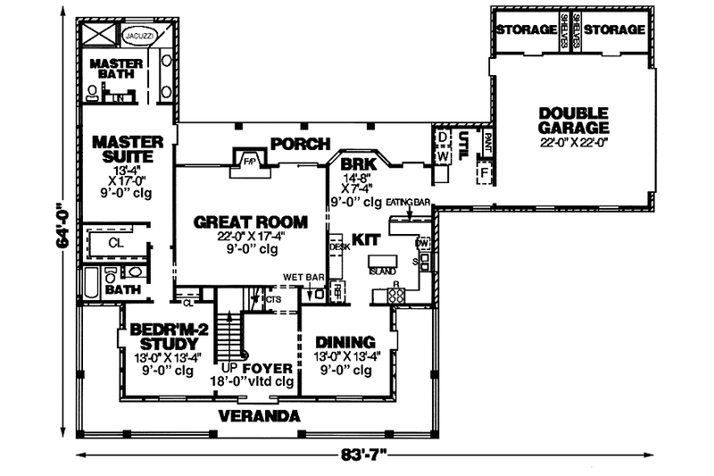 Home Plan - Floor Plan - Main Floor for Country House Plan #34-259 - 4 bed, 4 bath