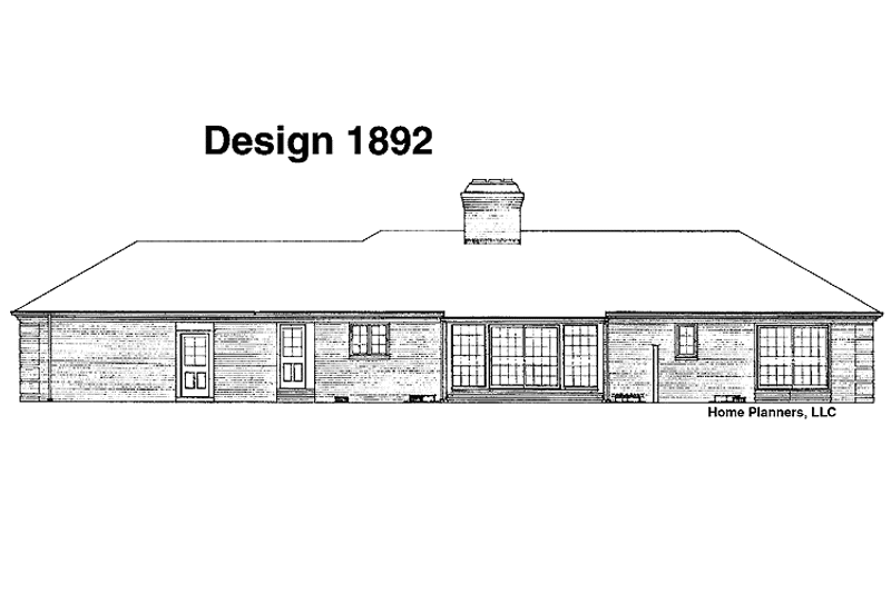 House Blueprint - Exterior - Rear Elevation for Ranch House Plan #72-567 - 3 bed, 2.5 bath