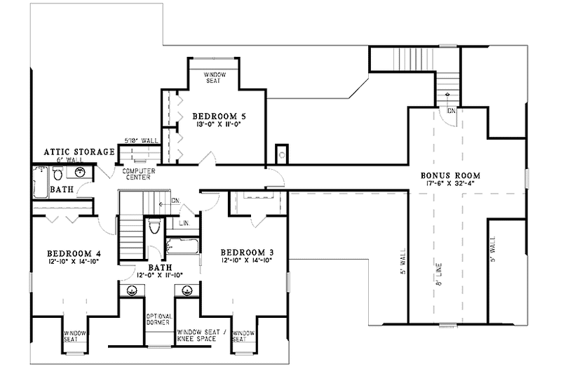 Home Plan - Floor Plan - Upper Floor for Country House Plan #17-3117 - 5 bed, 4.5 bath
