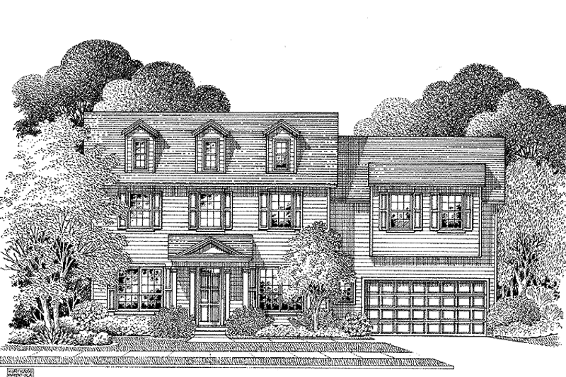 Architectural House Design - Exterior - Front Elevation 3 for Colonial House Plan #999-66 - 4 bed, 2.5 bath