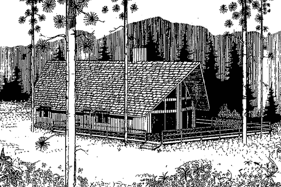 Exterior - Front Elevation 3 for Contemporary House Plan #60-669 - 3 bed, 1 bath