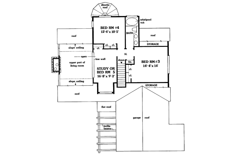House Blueprint - Floor Plan - Upper Floor for Contemporary House Plan #456-42 - 4 bed, 2 bath