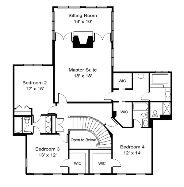 Home Plan - Colonial Floor Plan - Upper Floor Plan #320-896