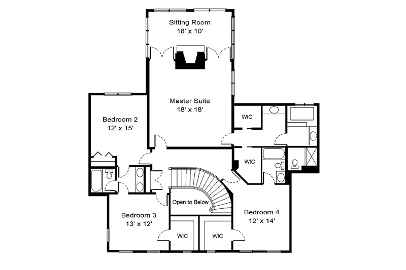 Home Plan - Floor Plan - Upper Floor for Colonial House Plan #320-896 - 5 bed, 5 bath
