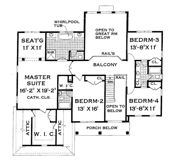 Home Plan - Classical Floor Plan - Upper Floor Plan #3-268