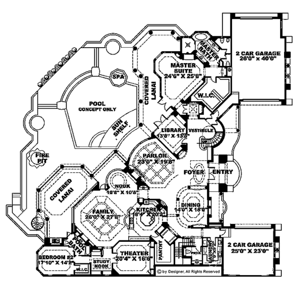 House Design - Mediterranean Floor Plan - Main Floor Plan #1017-14