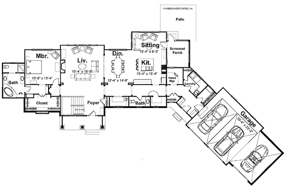 Floor Plan - Main Floor for Craftsman House Plan #928-48 - 3 bed, 3 bath