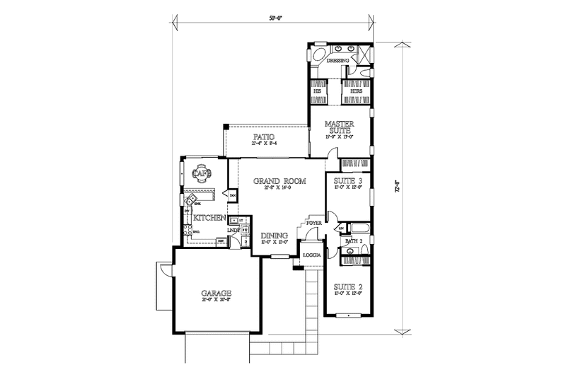 Home Plan - Floor Plan - Main Floor for European House Plan #1007-40 - 3 bed, 2 bath