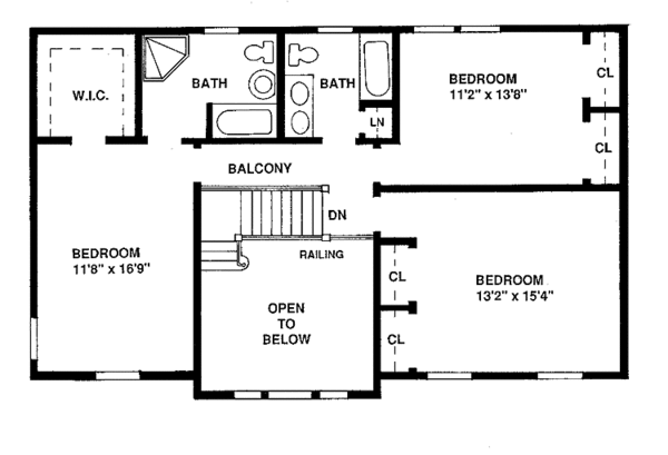 Home Plan - Classical Floor Plan - Upper Floor Plan #1003-4