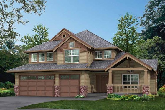 Exterior - Front Elevation 3 for Craftsman House Plan #132-295 - 4 bed, 2.5 bath