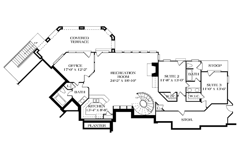 Architectural House Design - Floor Plan - Lower Floor for Craftsman House Plan #453-309 - 3 bed, 4 bath